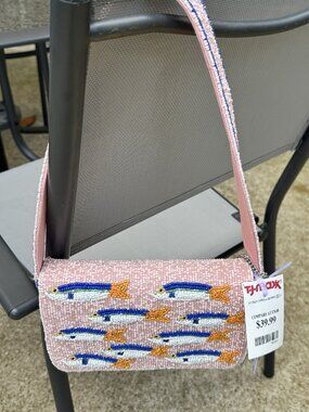 BRAND NEW Viral Beaded PINK SARDINE Bag Handbag!!